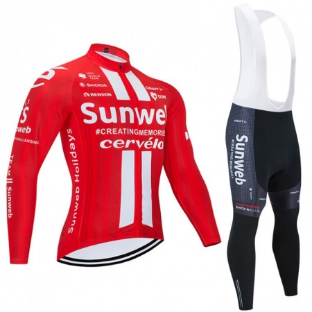 Tenue Cycliste Manches Longues et Collant à Bretelles 2020 Team Sunweb N001